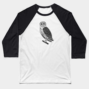 Barn Owl - hand drawn detailed nocturnal bird design Baseball T-Shirt